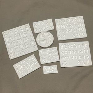 8 Pack silicone Fondant Molds Heart Numbers Letters